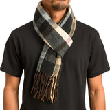 Alpine Swiss Mens Scarf Soft Knit Winter Scarves Plaid Striped or Solid Neck – Brown Navy