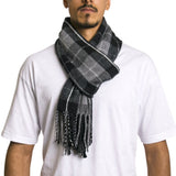 Alpine Swiss Mens Scarf Soft Knit Winter Scarves Plaid Striped or Solid Neck – Gray Plaid