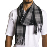 Alpine Swiss Mens Scarf Soft Knit Winter Scarves Plaid Striped or Solid Neck – Gray Plaid