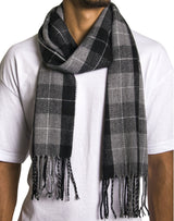 Alpine Swiss Mens Scarf Soft Knit Winter Scarves Plaid Striped or Solid Neck – Gray Plaid