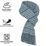 Alpine Swiss Mens Scarf Soft Knit Winter Scarves Plaid Striped or Solid Neck – Blue Houndstooth