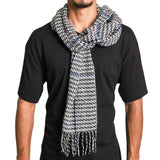 Alpine Swiss Mens Scarf Soft Knit Winter Scarves Plaid Striped or Solid Neck – Blue Houndstooth