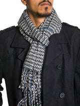 Alpine Swiss Mens Scarf Soft Knit Winter Scarves Plaid Striped or Solid Neck – Blue Houndstooth
