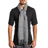 Alpine Swiss Mens Scarf Soft Knit Winter Scarves Plaid Striped or Solid Neck – Blue Houndstooth