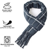 Alpine Swiss Mens Scarf Soft Knit Winter Scarves Plaid Striped or Solid Neck – Navy Grid