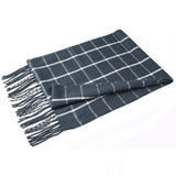 Alpine Swiss Mens Scarf Soft Knit Winter Scarves Plaid Striped or Solid Neck – Navy Grid