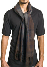 Alpine Swiss Mens Scarf Soft Knit Winter Scarves Plaid Striped or Solid Neck – Hunter Plaid