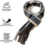 Alpine Swiss Mens Scarf Soft Knit Winter Scarves Plaid Striped or Solid Neck – Black Blue