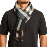 Alpine Swiss Mens Scarf Soft Knit Winter Scarves Plaid Striped or Solid Neck – Black Blue