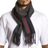 Alpine Swiss Mens Scarf Soft Knit Winter Scarves Plaid Striped or Solid Neck – Red Stripe