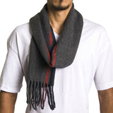 Alpine Swiss Mens Scarf Soft Knit Winter Scarves Plaid Striped or Solid Neck – Red Stripe