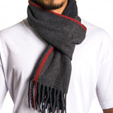 Alpine Swiss Mens Scarf Soft Knit Winter Scarves Plaid Striped or Solid Neck – Red Stripe