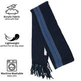 Alpine Swiss Mens Scarf Soft Knit Winter Scarves Plaid Striped or Solid Neck – Navy Stripe