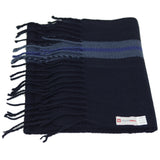 Alpine Swiss Mens Scarf Soft Knit Winter Scarves Plaid Striped or Solid Neck – Navy Stripe