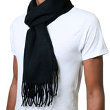 Alpine Swiss Mens Scarf Soft Knit Winter Scarves Plaid Striped or Solid Neck – Solid Black