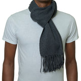 Alpine Swiss Mens Scarf Soft Knit Winter Scarves Plaid Striped or Solid Neck – Solid Gray