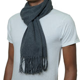 Alpine Swiss Mens Scarf Soft Knit Winter Scarves Plaid Striped or Solid Neck – Solid Gray