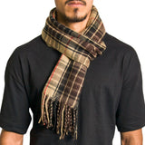 Alpine Swiss Mens Scarf Soft Knit Winter Scarves Plaid Striped or Solid Neck – Brown Plaid