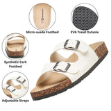 Alpine Swiss Womens Double Strap Contour Sandals Slip on Buckle Slides Vegan Leather – White