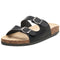 Alpine Swiss Mens Double Strap Contour Sandals Slip on Buckle Slides Vegan Leather – Black