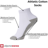 Alpine Swiss Mens Ankle Socks 8 Pack Cotton Athletic Performance Socks for Men – White