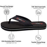Alpine Swiss Mens Flip Flops Lightweight Thong Sandals Beach Slides EVA Sole for – Obsidian Black