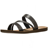 Alpine Swiss Womens Rhinestone Slide Sandals Dressy Summer Strappy Flat Shoes – Black