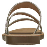 Alpine Swiss Womens Rhinestone Slide Sandals Dressy Summer Strappy Flat Shoes – Silver