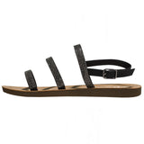 Alpine Swiss Womens Strappy Rhinestone Sandals Gladiator Ankle Strap Flat Shoes – Black