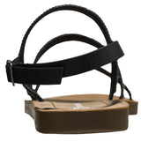 Alpine Swiss Womens Strappy Rhinestone Sandals Gladiator Ankle Strap Flat Shoes – Black