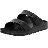 Alpine Swiss Mens Double Strap EVA Slide Sandals Sole Flat Casual Comfort Shoes – Black