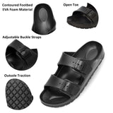 Alpine Swiss Mens Double Strap EVA Slide Sandals Sole Flat Casual Comfort Shoes – Black