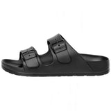 Alpine Swiss Mens Double Strap EVA Slide Sandals Sole Flat Casual Comfort Shoes – Black