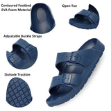 Alpine Swiss Mens Double Strap EVA Slide Sandals Sole Flat Casual Comfort Shoes – Blue