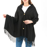 Alpine Swiss Womens Shawl Evening Wrap Pashmina Large Scarf Fringe Cape Poncho – Black