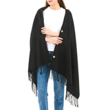 Alpine Swiss Womens Shawl Evening Wrap Pashmina Large Scarf Fringe Cape Poncho – Black
