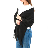 Alpine Swiss Womens Shawl Evening Wrap Pashmina Large Scarf Fringe Cape Poncho – Black
