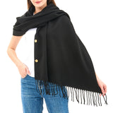 Alpine Swiss Womens Shawl Evening Wrap Pashmina Large Scarf Fringe Cape Poncho – Black