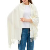 Alpine Swiss Womens Shawl Evening Wrap Pashmina Large Scarf Fringe Cape Poncho – Cream