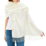 Alpine Swiss Womens Shawl Evening Wrap Pashmina Large Scarf Fringe Cape Poncho – Cream