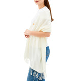 Alpine Swiss Womens Shawl Evening Wrap Pashmina Large Scarf Fringe Cape Poncho – Cream