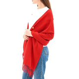 Alpine Swiss Womens Shawl Evening Wrap Pashmina Large Scarf Fringe Cape Poncho – Red