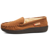 Alpine Swiss Mens Moccasin Slippers Genuine Suede House Shoe Memory Foam Insole – Chestnut