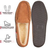 Alpine Swiss Mens Moccasin Slippers Genuine Suede House Shoe Memory Foam Insole – Chestnut