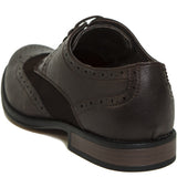 Alpine Swiss Zurich Mens Wing Tip Dress Shoes Two Tone Brogue Lace Up Oxfords – 2-Tone Brown