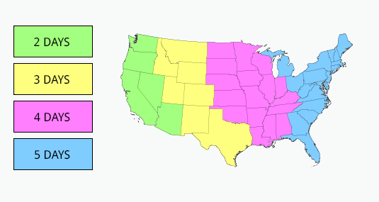 free us shipping map