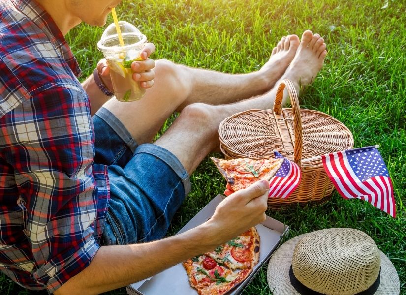 men wearing stylish outfit for 4th of july picnic