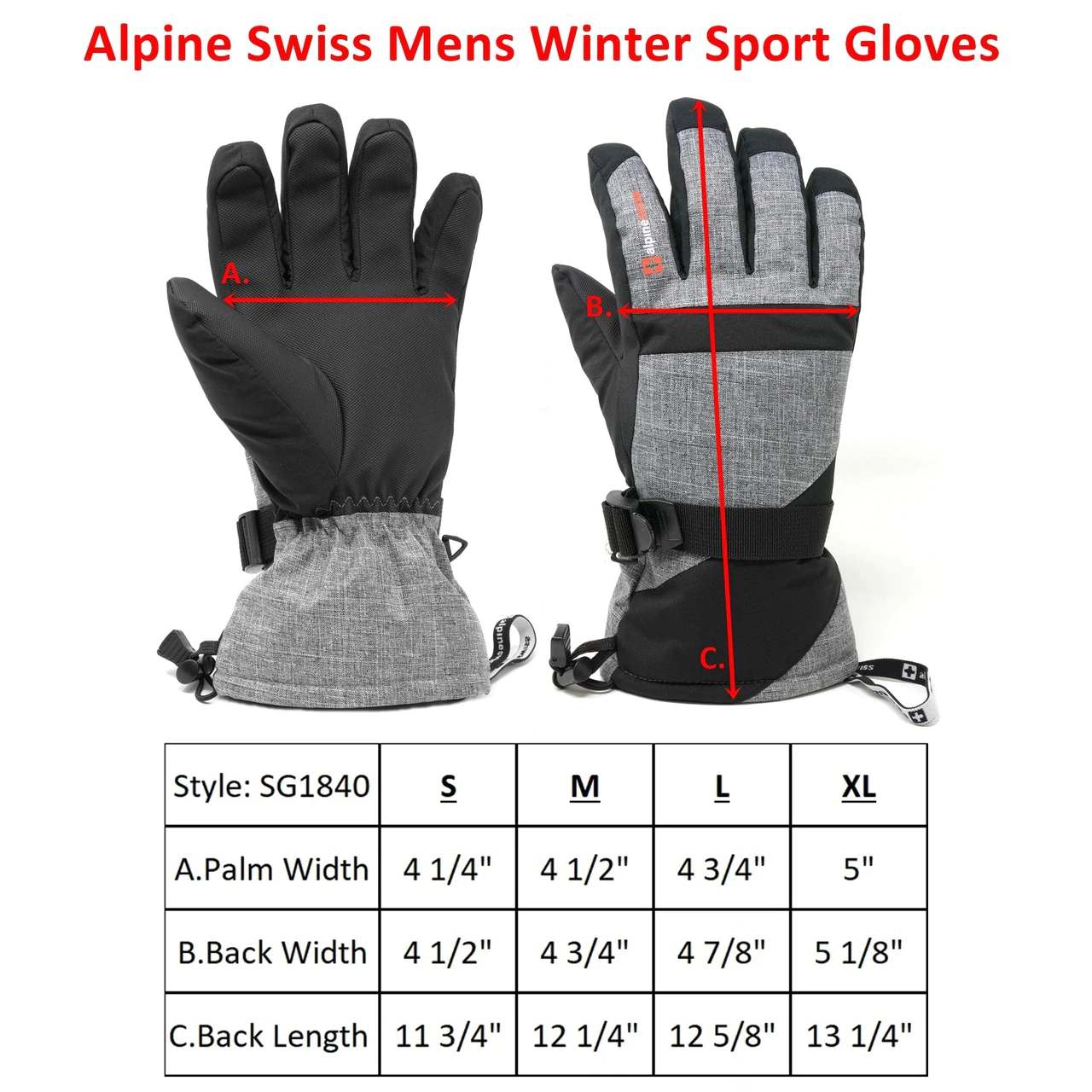 Size Chart For Men's Gloves