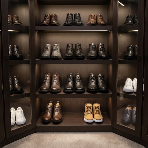 mens shoes stored in a closet