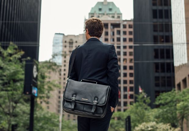 man wearing a messenger bag